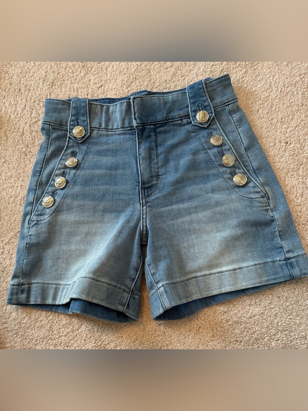 White House Black Market Light Blue High-Waist Button-Front Denim Shorts